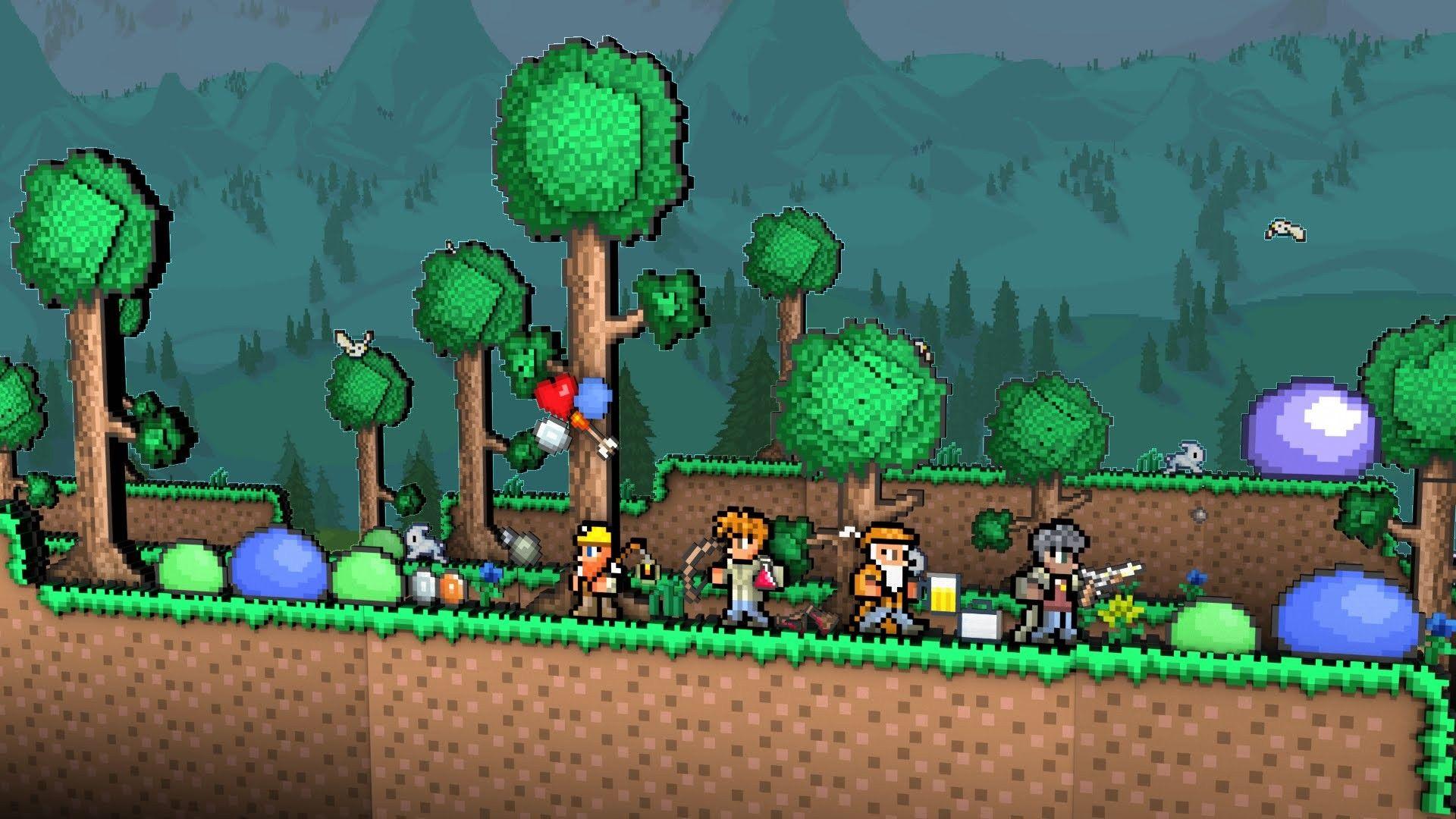 Terraria server hosting - multiplayer 2D sandbox adventure featuring exploration, building, and boss battles