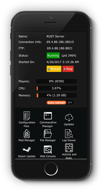 Exile Mod Mobile Control Panel