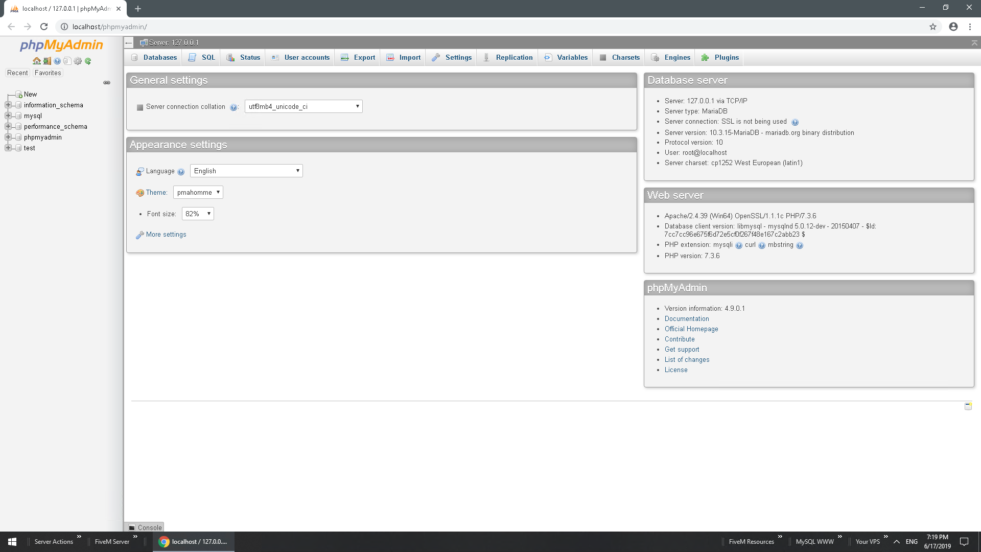 server fivem hosting configured phpmyadmin installed pre gt
