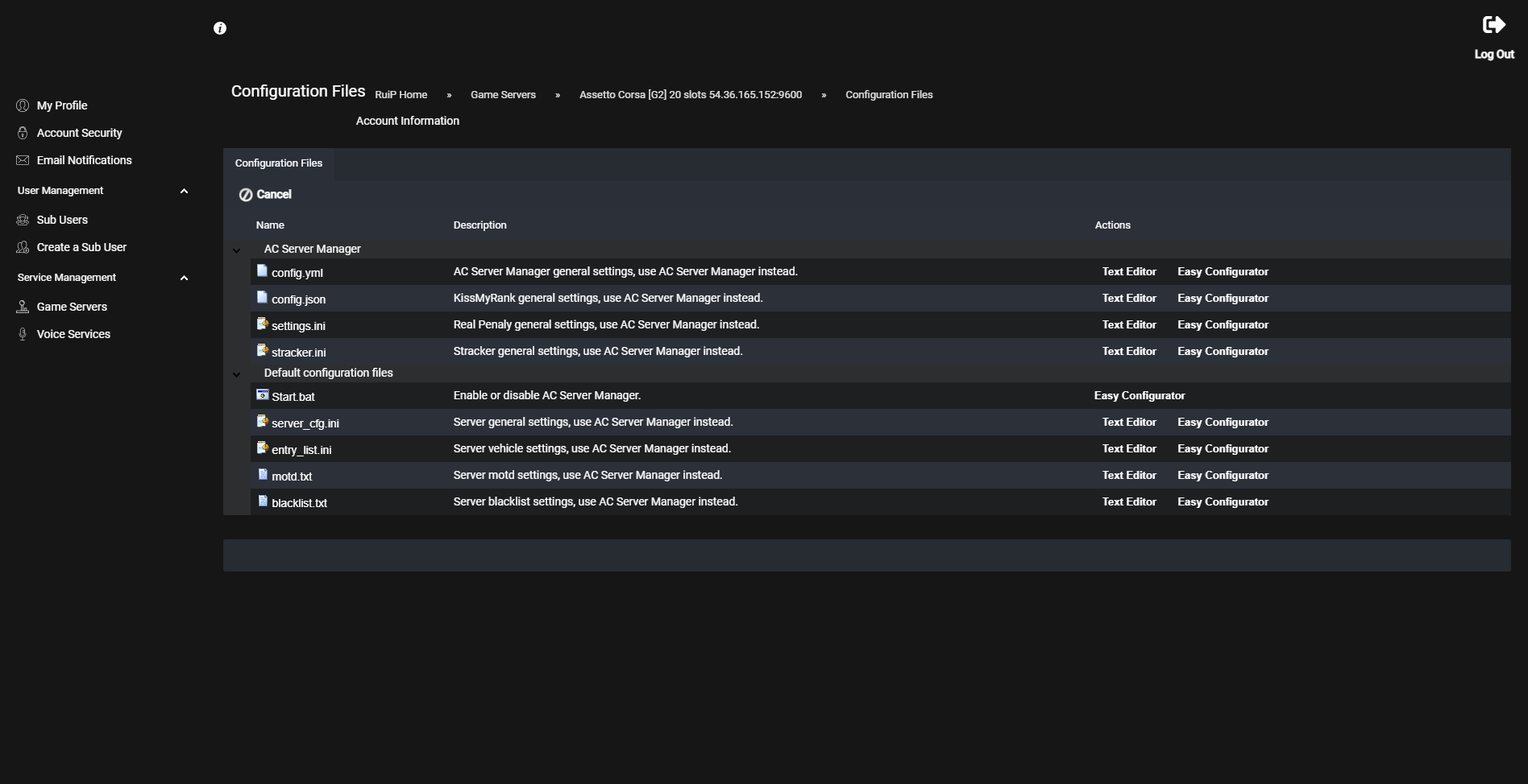 Configure Server with Content Manager