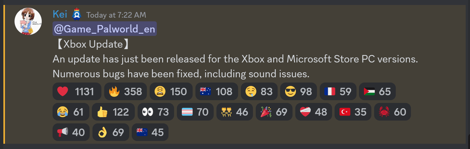 Update to xbox and microsoft versions Palworld