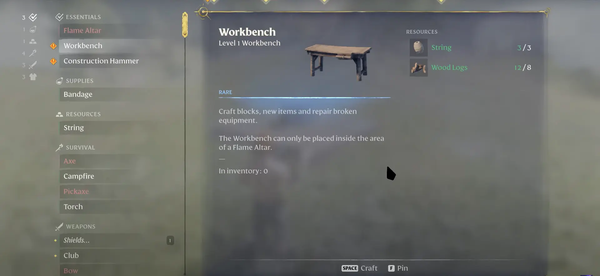 enshrouded workbench survival tip