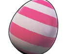 Image of a common egg, which is white and pink striped
