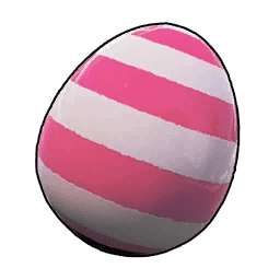 Image of a common egg, which is white and pink striped