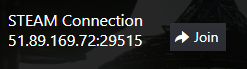 STEAM Connection IP:PORT with the Join button in the ARK game panel
