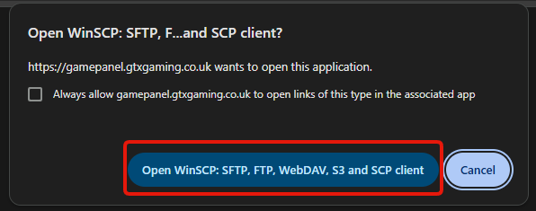 WinSCP asking for the SFTP password