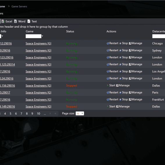 cloud control panel